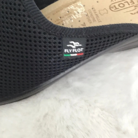 Fly Flot Italian Wide Fit Clogs Casual Comfort Black Mesh Size 40 EU US 9 - Picture 9 of 12